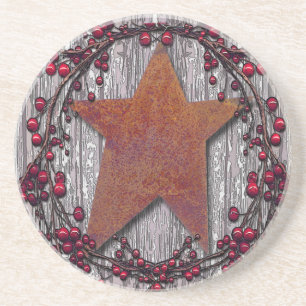 Dessous De Verre En Grès Les panneaux de grange se sont rouillés étoile