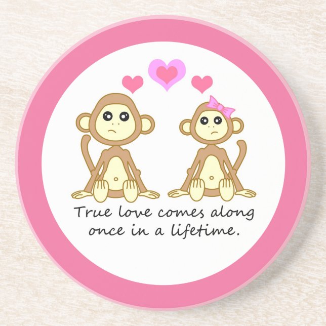 Dessous De Verre En Grès Les singes rectifient l'amour (Devant)