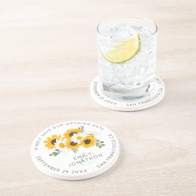 Dessous De Verre En Grès Les Tournesols Rustiques Gardent Saké Enregistrer  (Côté)