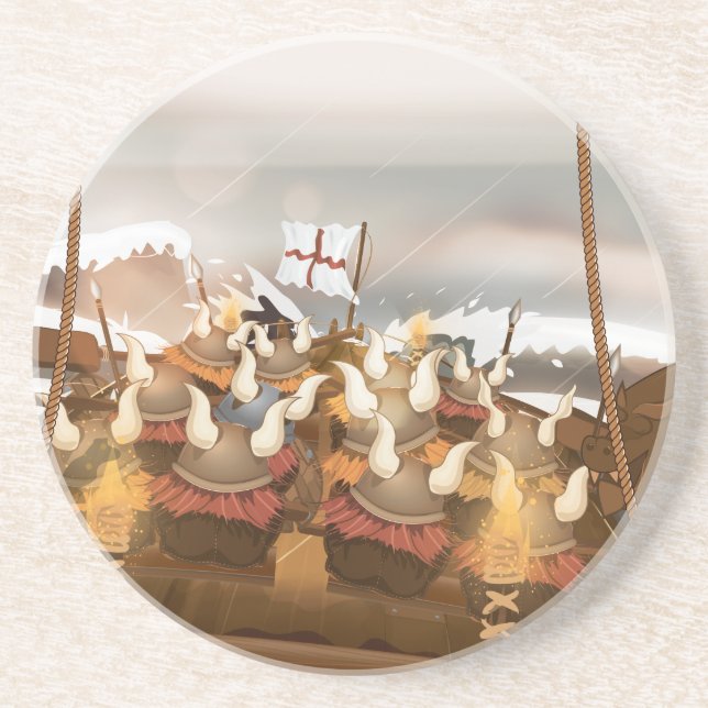 Dessous De Verre En Grès Les Vikings (Devant)