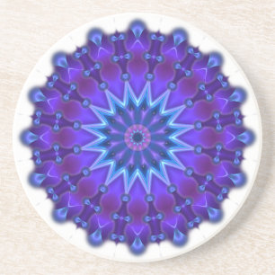 Dessous De Verre En Grès L'étoile Mandala en bleu