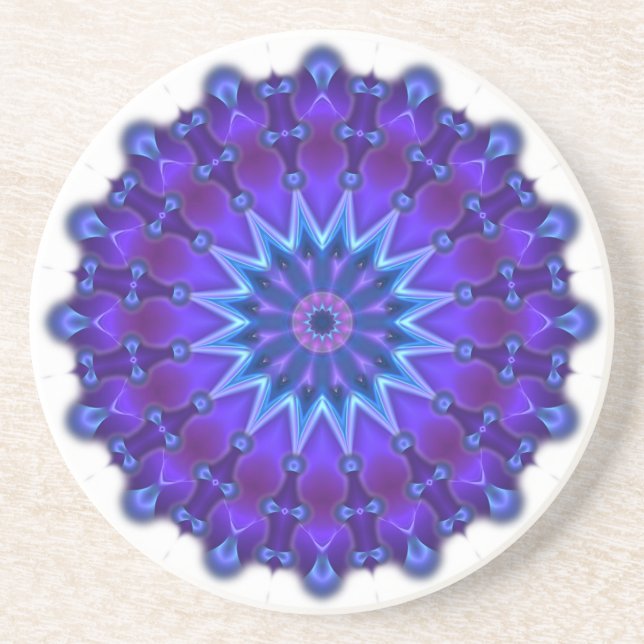 Dessous De Verre En Grès L'étoile Mandala en bleu (Devant)