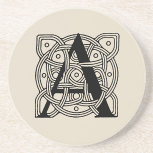 Dessous De Verre En Grès Lettre A Monogramme Impression de nœud celtique vi