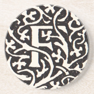 Dessous De Verre En Grès Lettre Art Nouveau F Monogramme Vintage