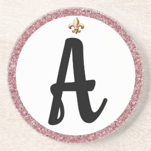 DESSOUS DE VERRE EN GRÈS LETTRE DRESSAGE ARENA AVEC ROSE