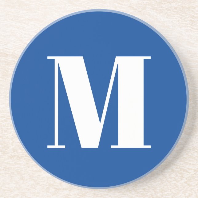 Dessous De Verre En Grès LETTRE INITIALE Bleu Profond Monogramme Moderne De (Devant)