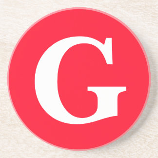 Dessous De Verre En Grès Lettre initiale Monogramme Rouge Blanc Plaine Simp