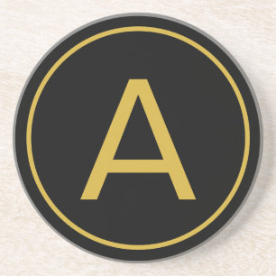 Dessous De Verre En Grès LETTRE INITIALE MONOGRAPHIQUE ÉLÉGante OR COULEUR 