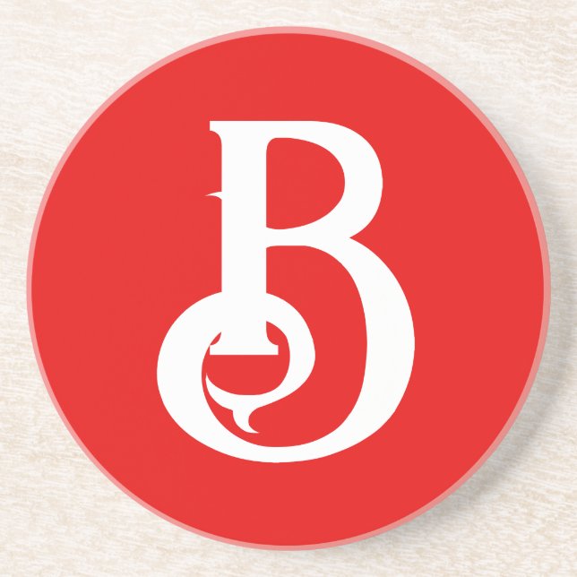 Dessous De Verre En Grès LETTRE INITIALE MONOMOBILE ROUGE BLANC Classique (Devant)