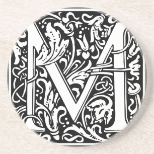 Dessous De Verre En Grès Lettre M Monogramme médiéval Art Nouveau