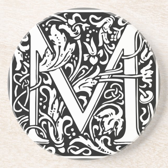 Dessous De Verre En Grès Lettre M Monogramme médiéval Art Nouveau (Devant)