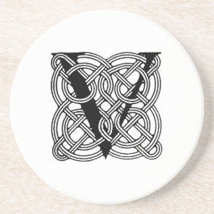 Dessous De Verre En Grès Lettre V Monogramme Impression de nœud celtique vi