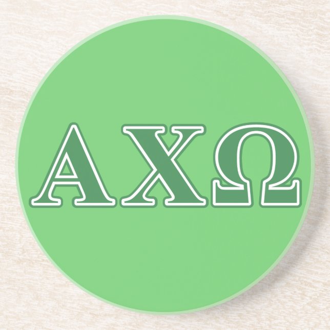 Dessous De Verre En Grès Lettres vertes d'Alphi Chi Omega (Devant)