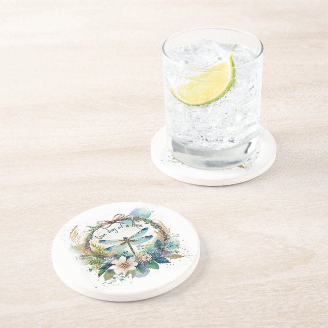 Dessous De Verre En Grès Libellule florale Un jour à la fois (Côté)