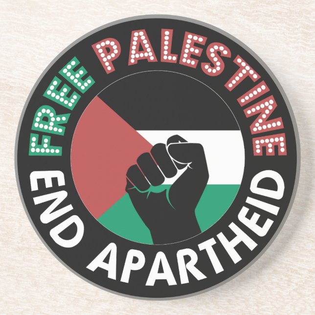Dessous De Verre En Grès Libérez la Palestine mettre fin à l'apartheid Drap (Devant)