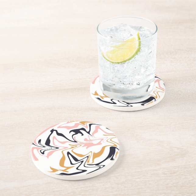 Dessous De Verre En Grès Lignes Abstraites modernes (Côté)
