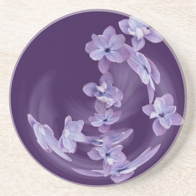 Dessous De Verre En Grès Lilac en cercle (Devant)