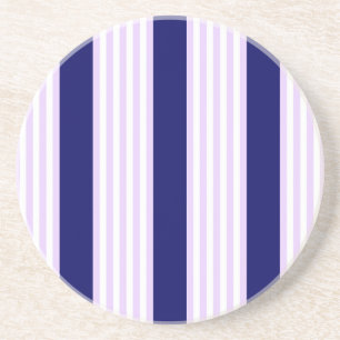 Dessous De Verre En Grès Lilac et rayures blanches motif avec bleu marine