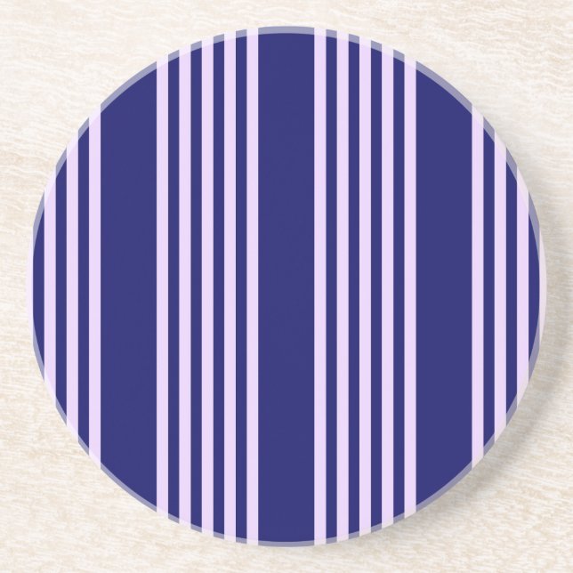 Dessous De Verre En Grès Lilac purple and navy blue five stripes pattern (Devant)