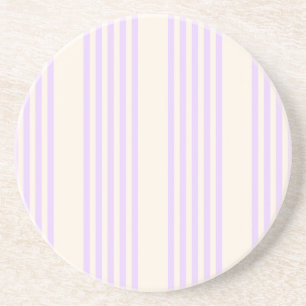 Dessous De Verre En Grès Lilac violet et beige cinq bandes motif