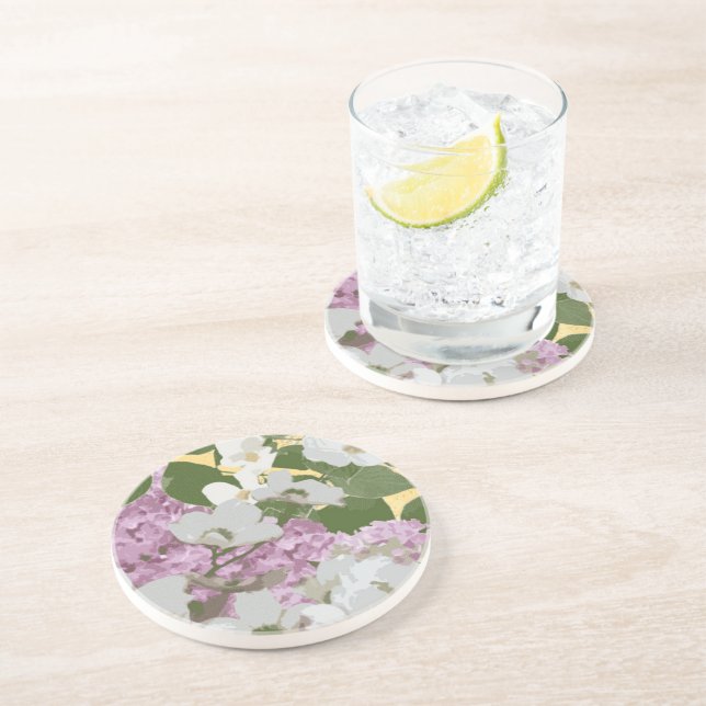 Dessous De Verre En Grès Lilacs et Dogwood (Côté)