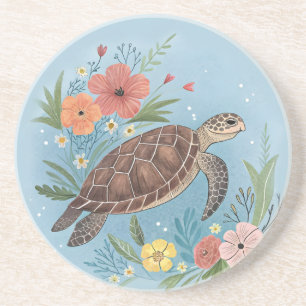 Dessous De Verre En Grès L'illustration d'une tortue de mer