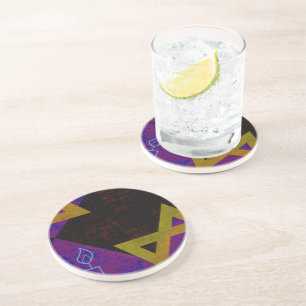 Dessous De Verre En Grès L'image à thème Hanukkah de SlipperyJoe's jaune do