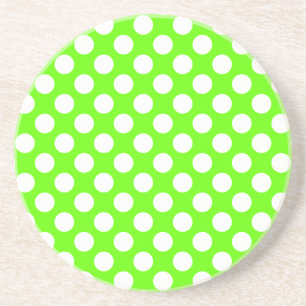 Dessous De Verre En Grès Lime Green et Pois blancs
