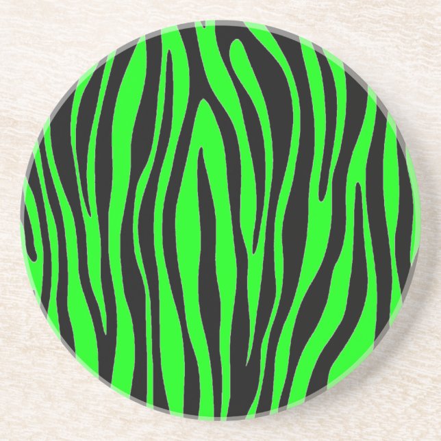 Dessous De Verre En Grès Lime Green Zebra (Devant)