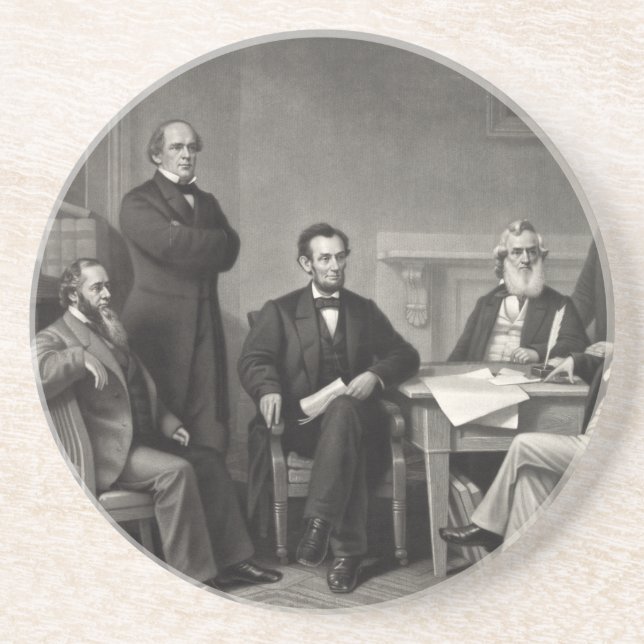 Dessous De Verre En Grès Lincoln Lecture de la proclamation d'émancipation (Devant)