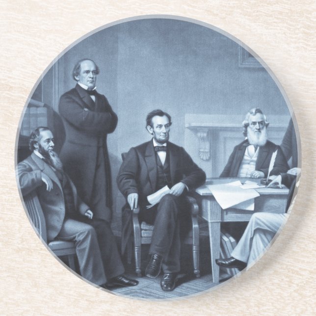 Dessous De Verre En Grès Lincoln Lecture de la proclamation d'émancipation (Devant)