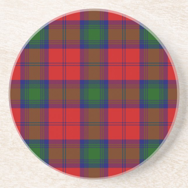 Dessous De Verre En Grès Lindsay tartan rouge vert plaid (Devant)