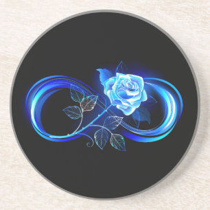 Dessous De Verre En Grès L'infini lumineux avec une rose bleue