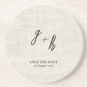 Dessous De Verre En Grès Linge blanc minimaliste Vintage Date de sauvegarde