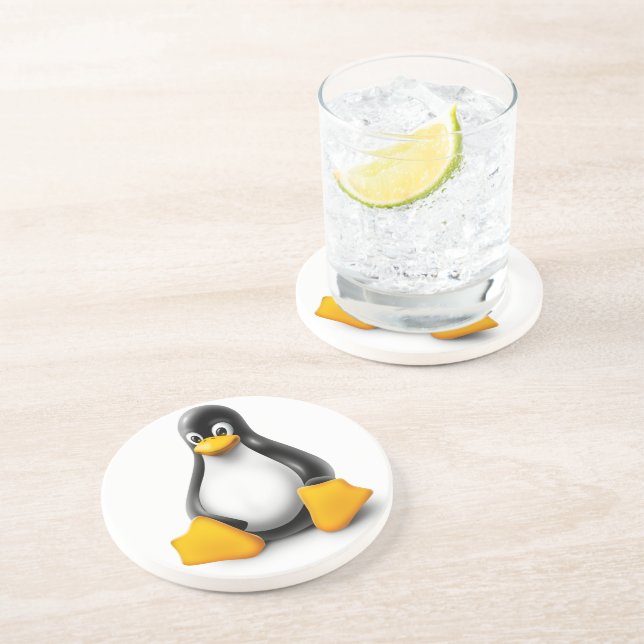 Dessous De Verre En Grès Linux Tux le pingouin (Côté)