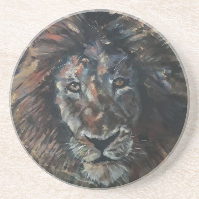 Dessous De Verre En Grès Lion (Devant)