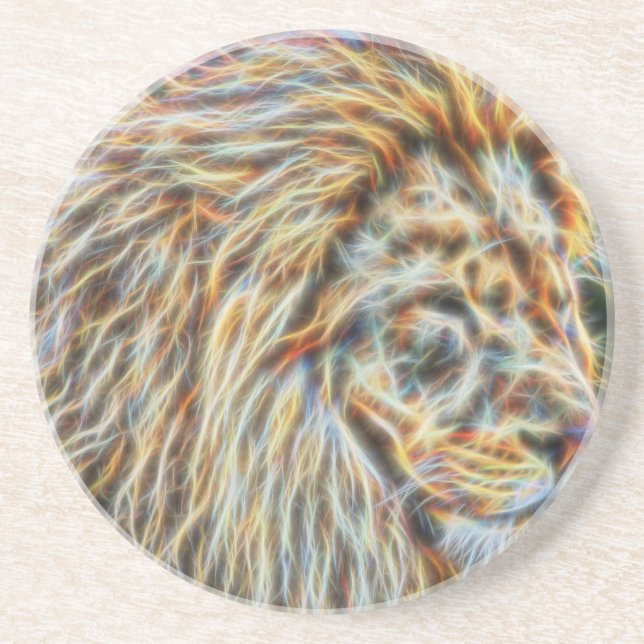 Dessous De Verre En Grès Lion fractal (Devant)