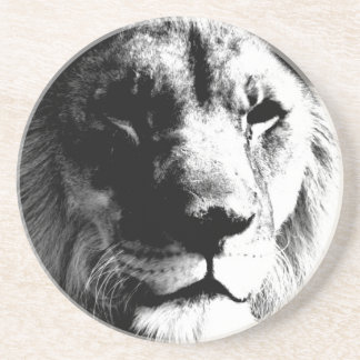Dessous De Verre En Grès Lion noir et blanc