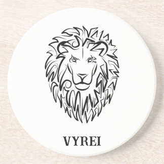 Dessous De Verre En Grès Lion tribal noir et blanc