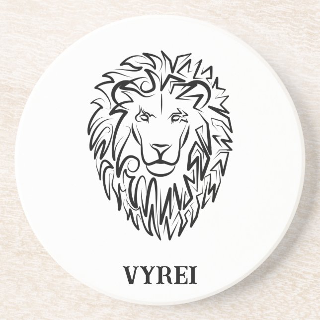 Dessous De Verre En Grès Lion tribal noir et blanc (Devant)