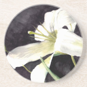 Dessous De Verre En Grès Lis d'aquarelle par "art par Heather "