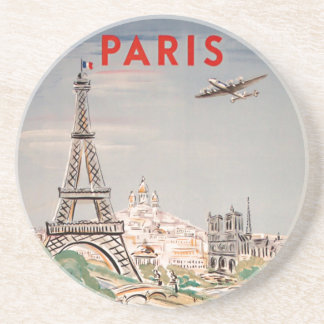 Dessous De Verre En Grès Lithographe de voyage aérien vintage Tour Eiffel P