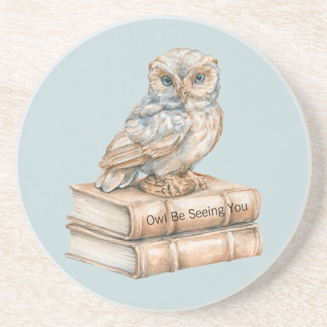 Dessous De Verre En Grès Livres de Hibou Bleu Vous Verra (Devant)