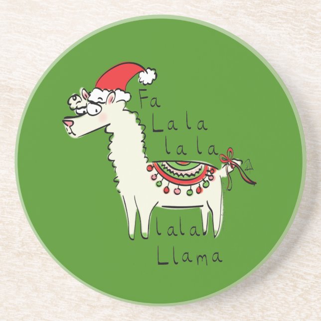 Dessous De Verre En Grès Llama Christmas Enfants mignonne Drôle (Devant)