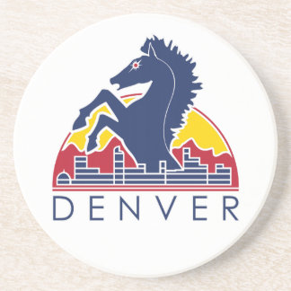 Dessous De Verre En Grès Logo bleu de Denver de cheval