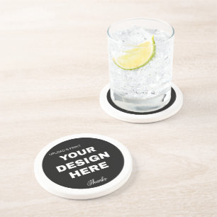 Dessous De Verre En Grès Logo de code QR noir élégant, minimaliste et épuré