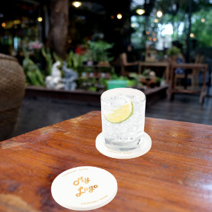 Dessous De Verre En Grès Logo de l'entreprise slogan de texte or