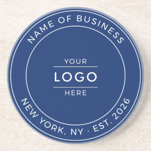 Dessous De Verre En Grès Logo d'entreprise minimaliste moderne bleu marine 