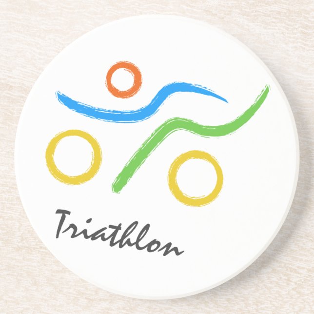 Dessous De Verre En Grès Logo du triathlon (Devant)