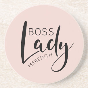 Dessous De Verre En Grès Logo Personnalisé Boss Lady Rose